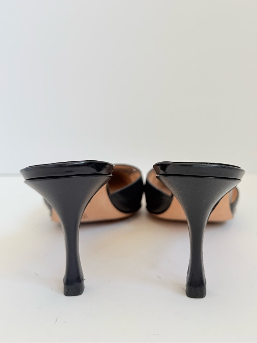 Manolo Blahnik Midnight Dark Navy blue Strappy Mule Heels Pointed Toe EU 37.5 - Picture 8 of 10